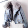 Margaux - Luxe Lined Fox Fur Denim Coat