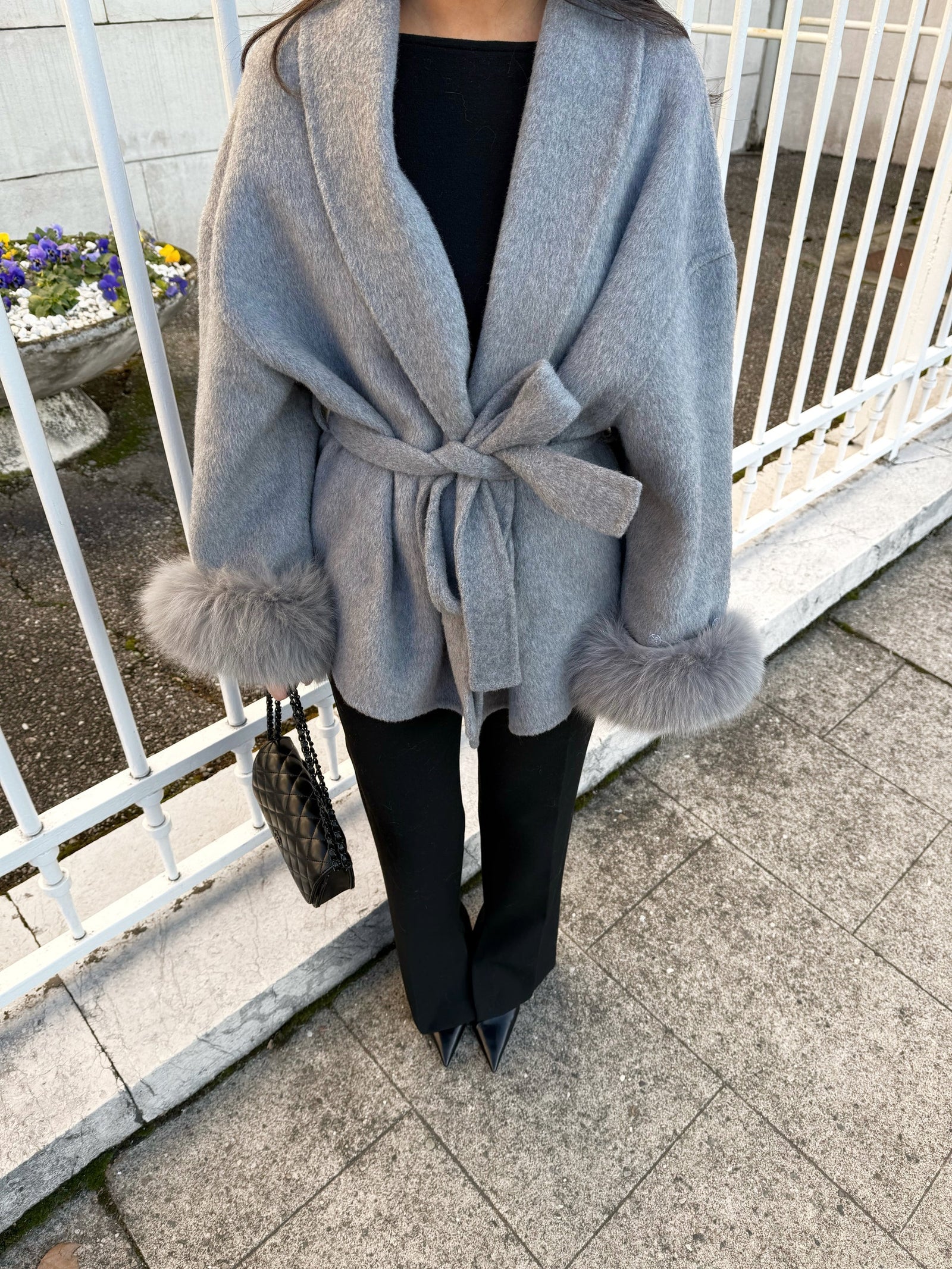 Sophia - Wool Coat with Faux Fur