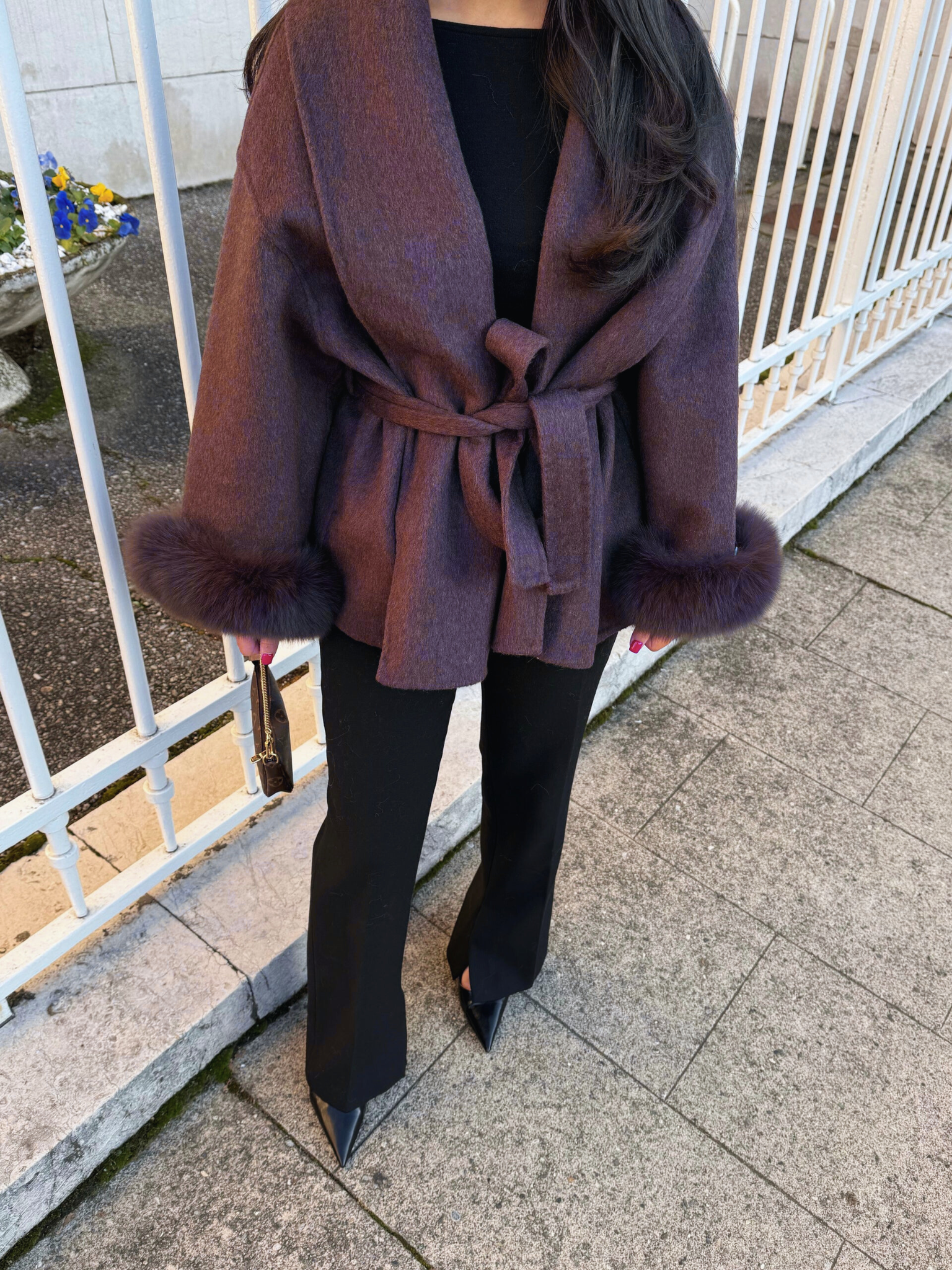 Sophia - Wool Coat with Faux Fur