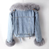 Margaux - Luxe Lined Fox Fur Denim Coat