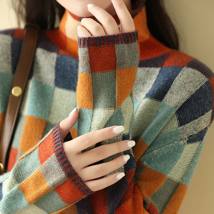 Hella - Cashmere Square-Pattern Sweater